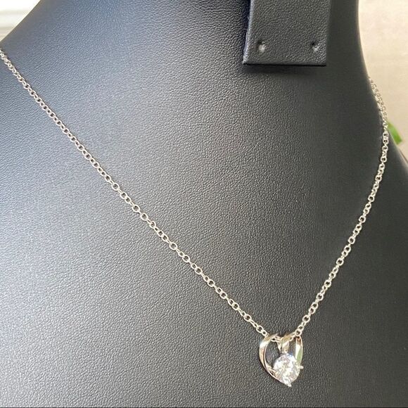 Swarovski Crystals Heart Silver Necklace - Picture 5 of 7